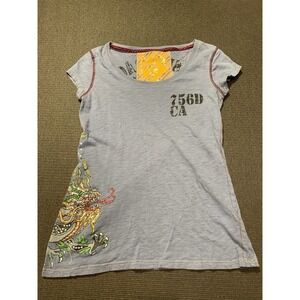 Ringspun‎ Womens T Shirt Size Large Koreans Dragon Embroidered Y2K